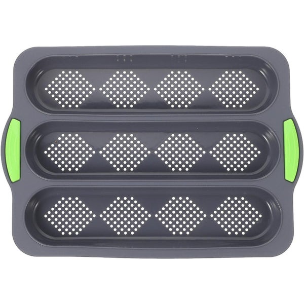 Three slots Baking Pan Multi function Baguette Pan Non stick Silicone Mold Baki Carousel 1