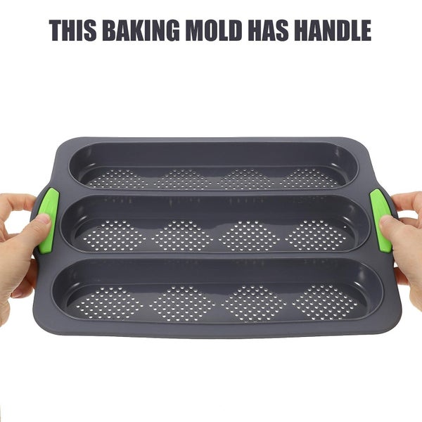 Three slots Baking Pan Multi function Baguette Pan Non stick Silicone Mold Baki Carousel 2