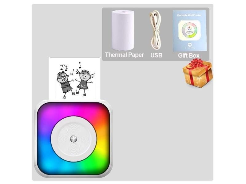 New HD Mini Printer Wireless Bluetooth Portable Thermal Printer 203dpi Sticker Carousel 1
