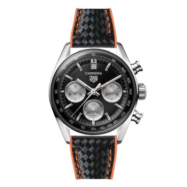 Ezra Leather Rubber Performance Hybrid Watch Band for TAG Heuer Carrera 39mm ... Carousel 1