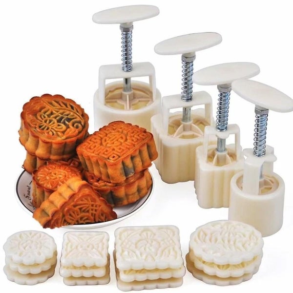 Diy Moon Cake Mold 4 Sets 12 Pcs Round And Square Shapes Baking Mold Carousel 2