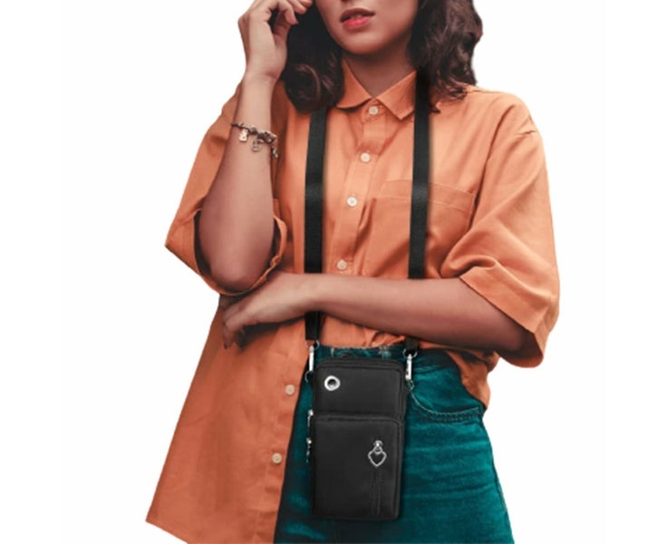 Nylon Multi-Pocket Phone Crossbody Bag Black Carousel 2
