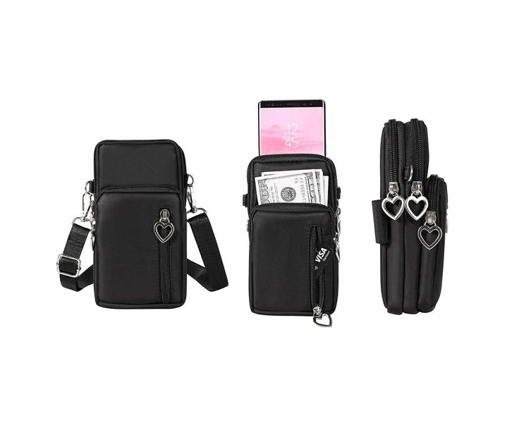 Nylon Multi-Pocket Phone Crossbody Bag Black Carousel 1