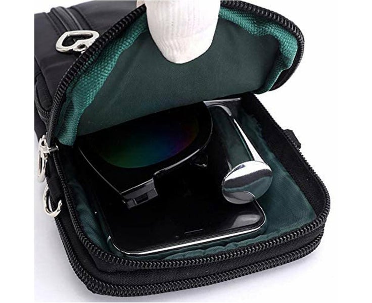 Nylon Multi-Pocket Phone Crossbody Bag Black Carousel 5
