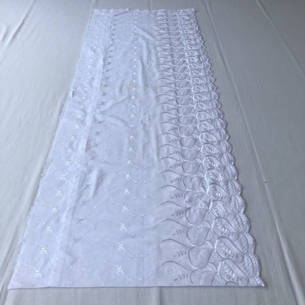 Vintage White Embroidered Fabric Piece 2+ Metres Carousel 2
