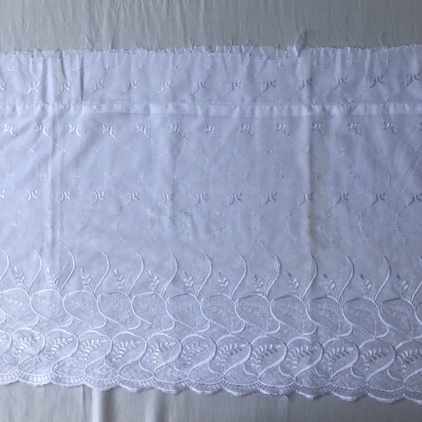 Vintage White Embroidered Fabric Piece 2+ Metres Carousel 1