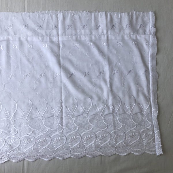 Vintage White Embroidered Fabric Piece 2+ Metres Carousel 14