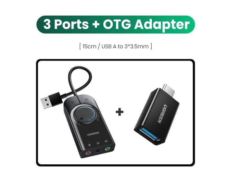 UGREEN USB Sound Card Audio Interface External 3.5mm Microphone Audio Adapter Carousel 1