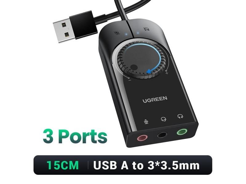 UGREEN USB 3.5mm Microphone Audio Adapter For Laptop PS5 4 Headset Carousel 1