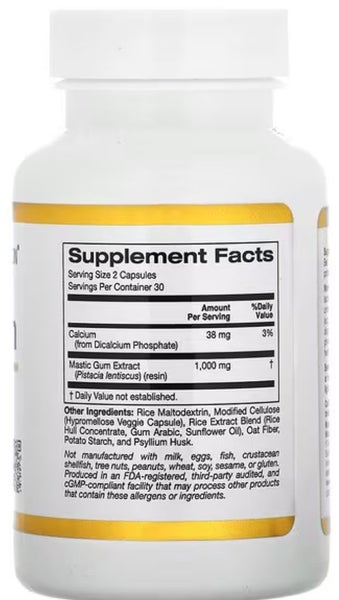 MASTIC GUM 500 MG per CAPSULE - 60 VEGGIE CAPS - DIGESTIVE, H PYLORI - E1226 Carousel 2