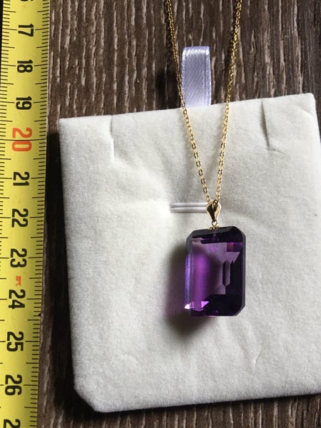 18k gold large amethyst necklace Carousel 6