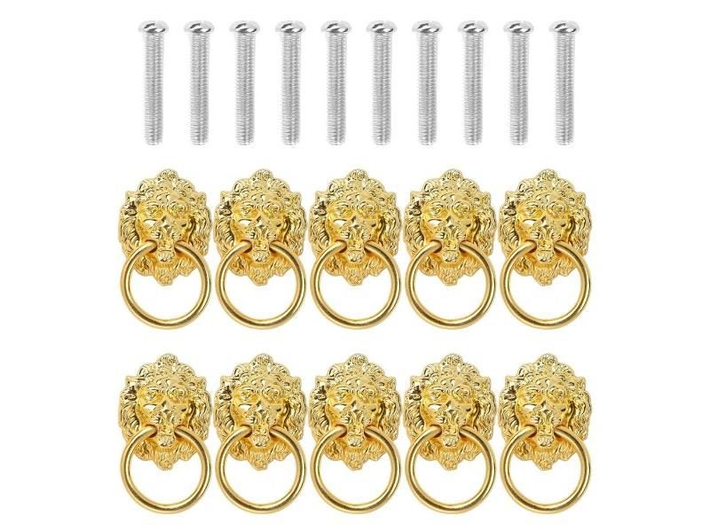 10Pcs Furniture Handles Vintage Lion Head Door Knockers Pull Handles Carousel 1