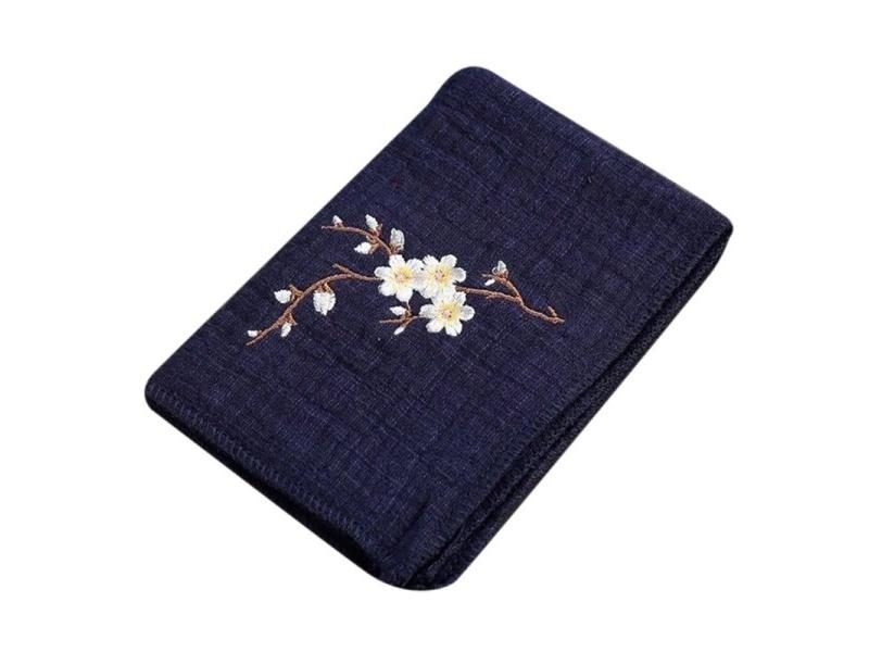 Chinese Style Embroidered Tea Napkins Cloth Plum Flower Pattern Bowl Teapot Carousel 1