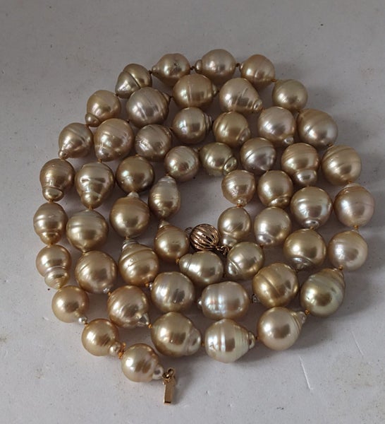 11.2 - 17.6mm South Sea Gold Tones Pearl Opera Length Necklace Carousel 1