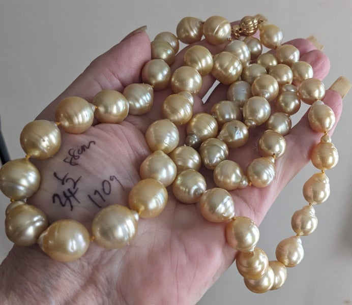 11.2 - 17.6mm South Sea Gold Tones Pearl Opera Length Necklace Carousel 2