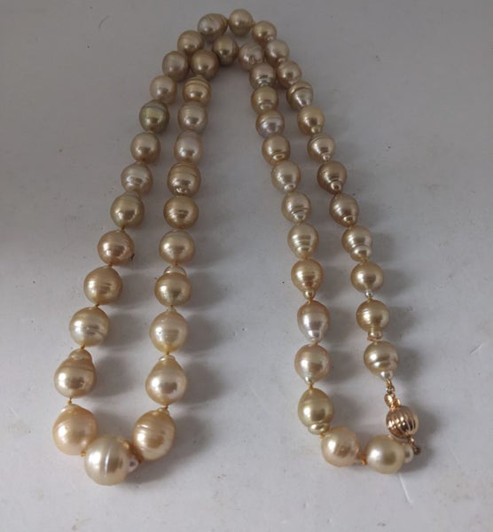 11.2 - 17.6mm South Sea Gold Tones Pearl Opera Length Necklace Carousel 6