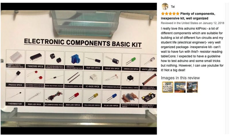 Electronic Component Basic Starter Kit, Electronic Fun Kit for Arduino R3480177579088291845