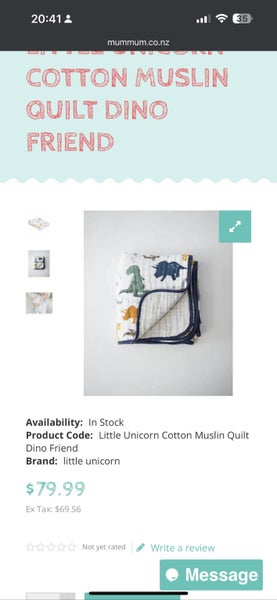 Little Unicorn 4 layer Muslin Cot Blanket Carousel 2