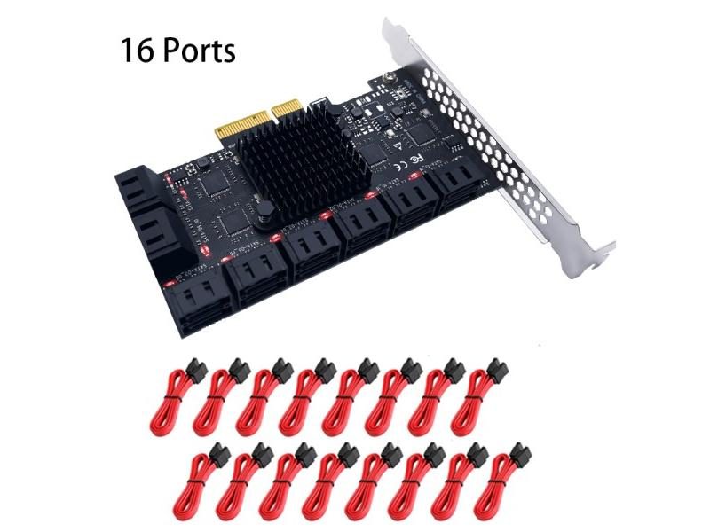 PCIE SATA Card 16 Ports 6Gb SATA 3.0 PCIe Card PCIe To SATA Controller Carousel 1