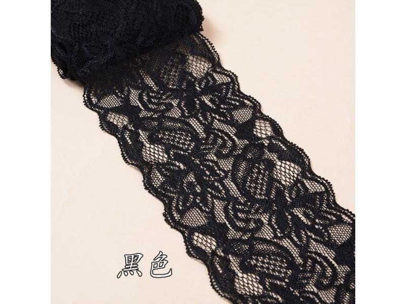 Colorful Elastic Floral Lace Ribbon DIY Apparel Sewing Fabric 8cm Wide Black Carousel 1