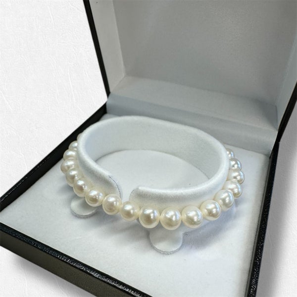 Genuine 6.5mm - 7mm White Cultured Pearl Bracelet - 19cm Carousel 1
