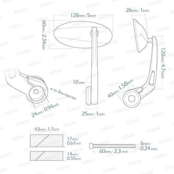 Ultra Black Bar End Mirrors for E-bike Bicycle with 7/8" Hollow Handlebar Carousel 8