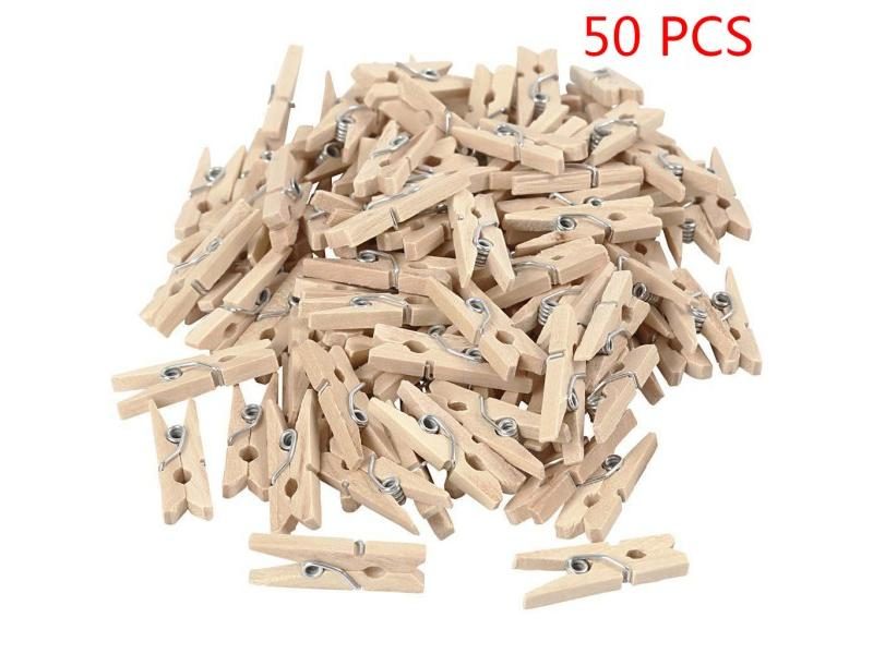 50/100/200PCS 2.5CM Mini Natural Wooden Clothes Photo Paper Clothespin Craft Carousel 1