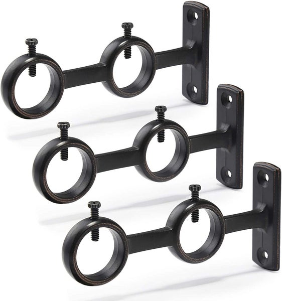 3x Curtain Rod Bracket, 3 Pcs Double Curtain Rod Holder, Double Rod Brackets ... Carousel 1