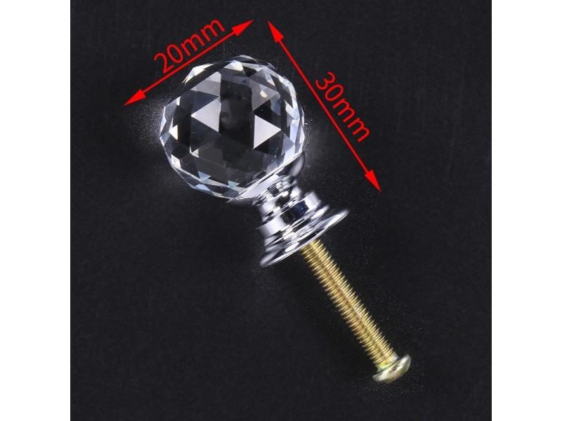 NAIERDI 20-30mm Crystal Handle Clear Glass Knobs Cupboard Drawer Pulls Kitchen Carousel 1