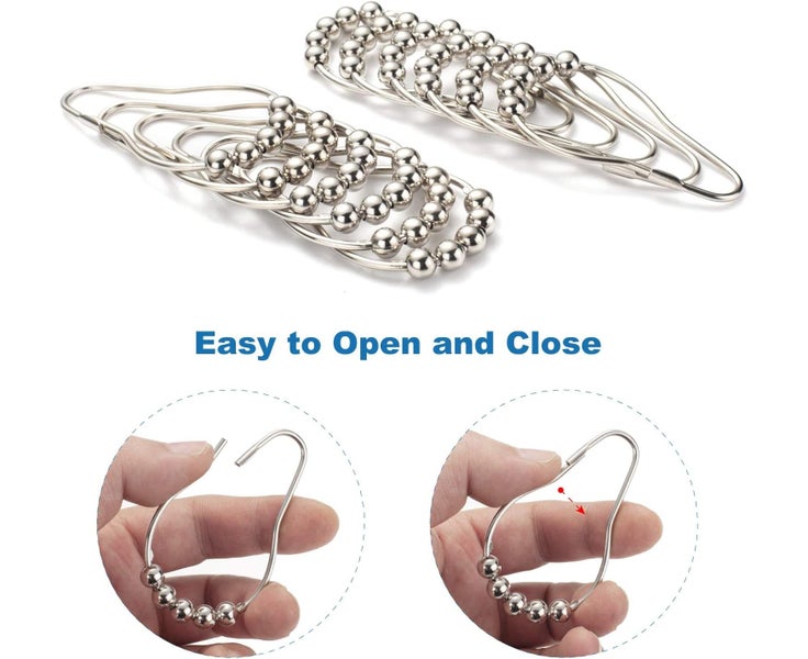 12pcs Shower Curtain Hooks Rings, Stainless Steel Shower Curtain Rings and Hooks Carousel 5