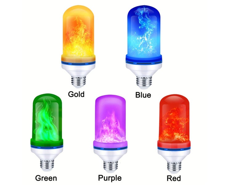 2 Pack LED Flame Effect Light Bulbs - Newest Upgraded 4 Modes Fire Simulate Carousel 8