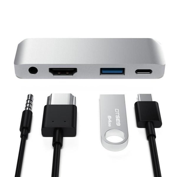 Type-C USB C Hub Adapter With Type-C PD Charging for Smart Phone iPad - SILVER Carousel 2