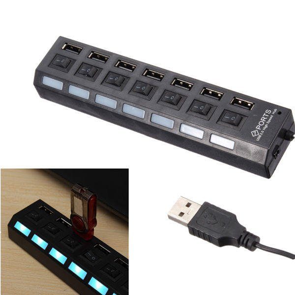 7 Ports USB 2.0 External HUB Adapte with Power On/Off Switch - WHITE Carousel 2