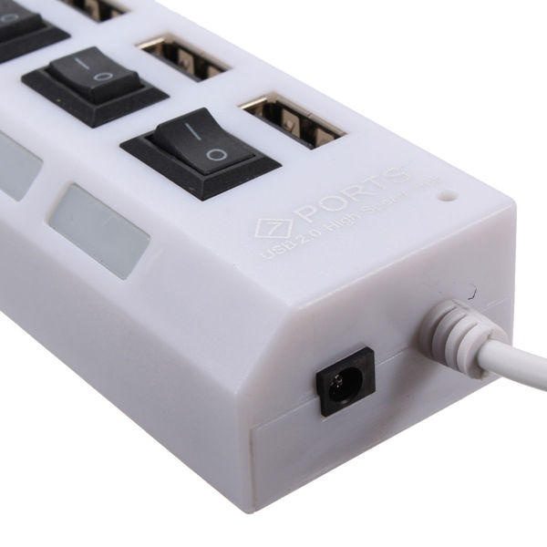 7 Ports USB 2.0 External HUB Adapte with Power On/Off Switch - WHITE Carousel 3