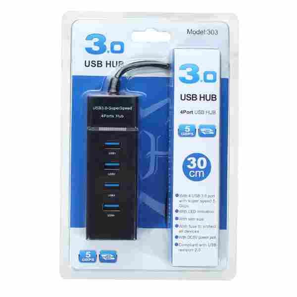 USB 3.0 High Speed 4 Ports HUB Splitter Adapter - BLACK Carousel 2