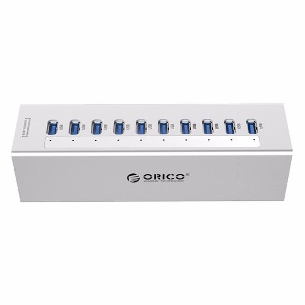 A3H10 Aluminum 10 Ports Multi USB3.0 HUB High Speed 5Gbps Splitter - SILVER Carousel 1