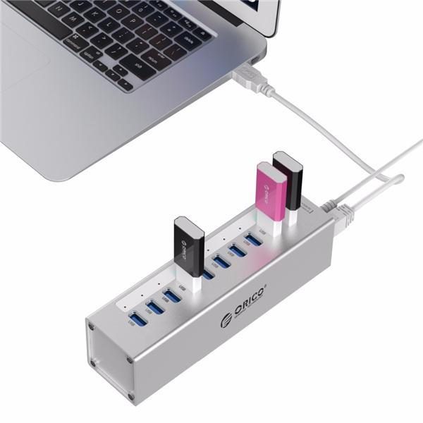 A3H10 Aluminum 10 Ports Multi USB3.0 HUB High Speed 5Gbps Splitter - SILVER Carousel 2