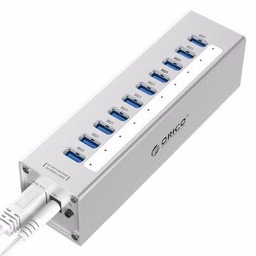 A3H10 Aluminum 10 Ports Multi USB3.0 HUB High Speed 5Gbps Splitter - SILVER Carousel 3