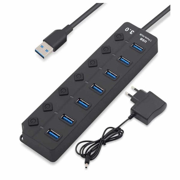 7 Port High Speed USB Data Transfer USB 3.0 Charging Hub For iPhone PC - 1 Carousel 3
