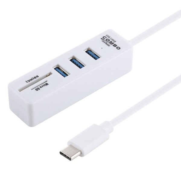 2 in 1 TF / SD Card Reader + 3 x USB 3.0 Ports to Type-C HUB Converter (White) Carousel 1