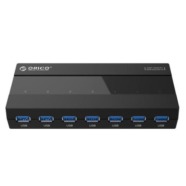 7 Ports USB 3.0 HUB with 12V Power Adapter for Laptops / Smartphones(Black) Carousel 1