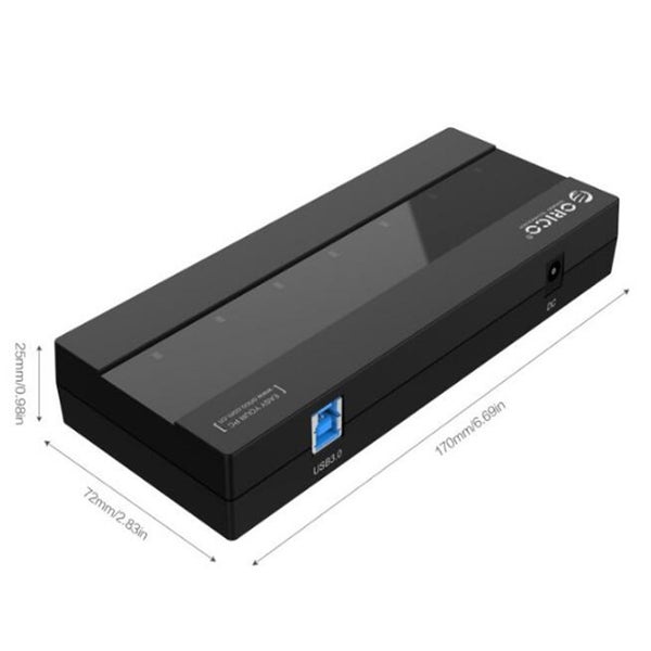 7 Ports USB 3.0 HUB with 12V Power Adapter for Laptops / Smartphones(Black) Carousel 2