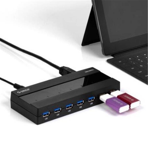 7 Ports USB 3.0 HUB with 12V Power Adapter for Laptops / Smartphones(Black) Carousel 4
