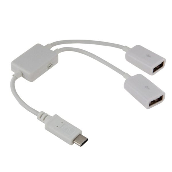 21cm 2 in 1 USB-C / Type-C 3.1 to USB 2.0 Data Cable - WHITE Carousel 1
