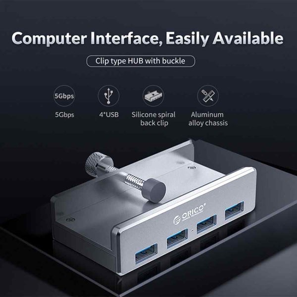 MH4PU-P Aluminum Alloy 4 Ports USB3.0 Clip-type HUB(Silver) Carousel 2