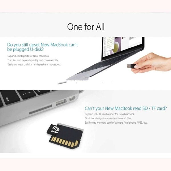 USB-C/Type-C USB 3.0 HUB with Card Reader TF/SD Function for Laptops(Black) Carousel 3