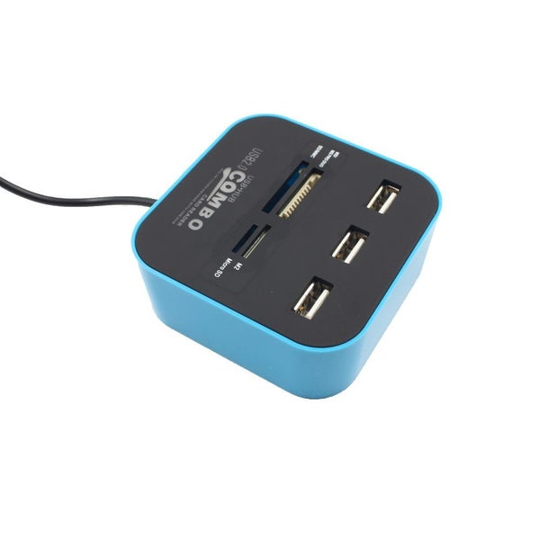 USB 2.0 hubWith 3 Ports For MMC/M2/MS For iPhone Xiaomi #T2 - BLUE Carousel 2
