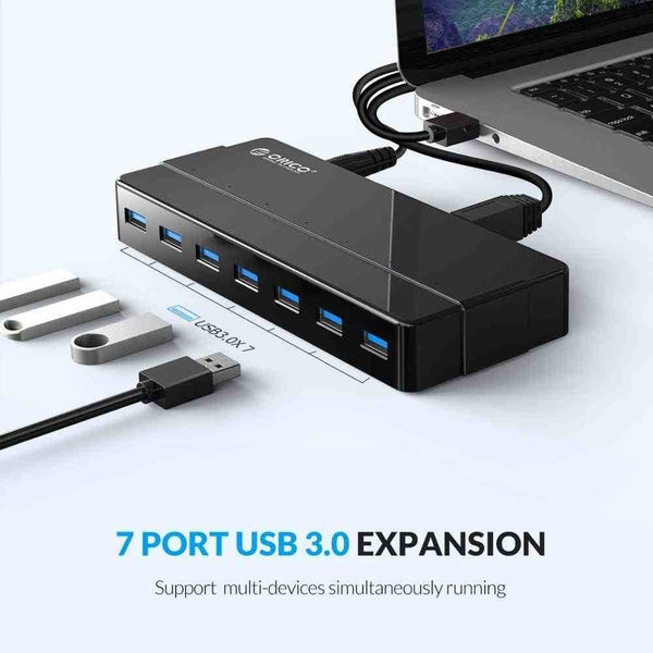 7/4 Port USB3.0 Desktop HUB with 12V Power Adapter USB Splitter For Computer Carousel 2