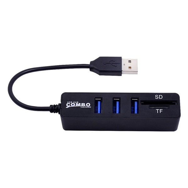 USB Splitter 3 Port Hub With TF SD Card Reader 6 Port For PC - BLACK Carousel 1