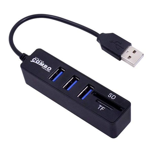 USB Splitter 3 Port Hub With TF SD Card Reader 6 Port For PC - BLACK Carousel 2